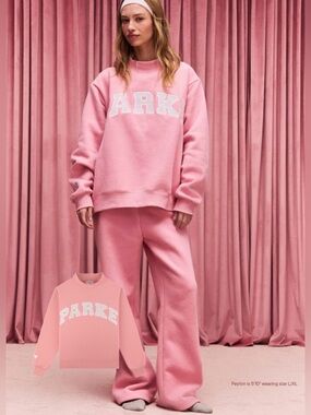 PARKE Valentine’s Varsity Mockneck Crewneck Pullover Sweatshirt Blush Lavender S